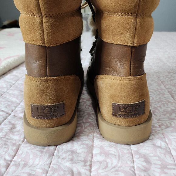 Ugg Viki Waterproof Boot Brown Suede Leather - Picture 3 of 7